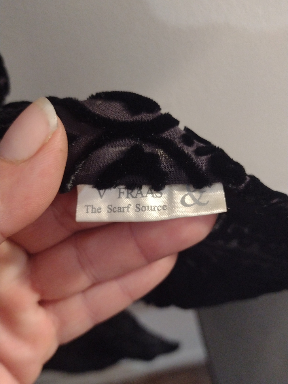 Plush Black Burnout Velvet & Silk Wrap Scarf - Picture 6 of 8